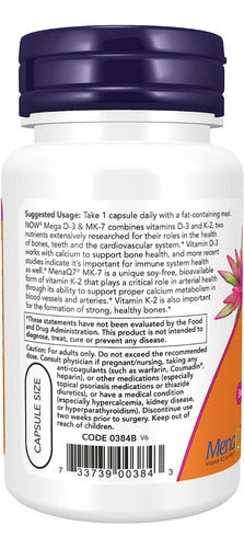 Now Foods - D3 + K2 5000 Ui 60 Caps 