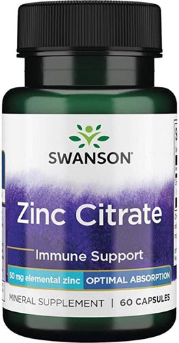 Swanson Citrato De Zinc 60 Cápsulas De 50mg Sin Sabor