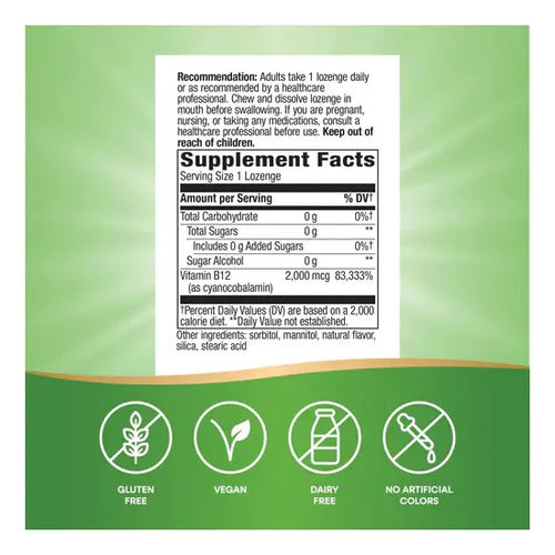 Natures Way Vitamina B12 2000mcg 100u Veganas Cereza