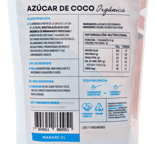 Manare- Azúcar De Coco Orgánica 300 gramos