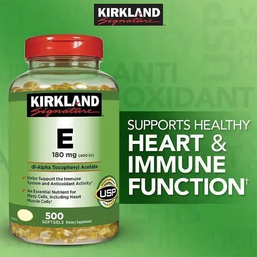Kirkland Signature- Vitamina E 180 Miligramos 400 IU 500 Cápsulas Blandas