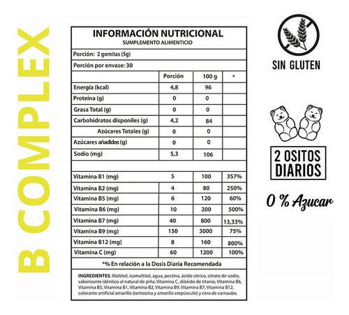 Perfect Bear- B Complex 60 Gomit Sin Gluten/azúcar