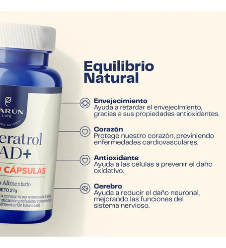 Karun Life- Resveratrol Nad+ 910mg 60 Cápsulas 