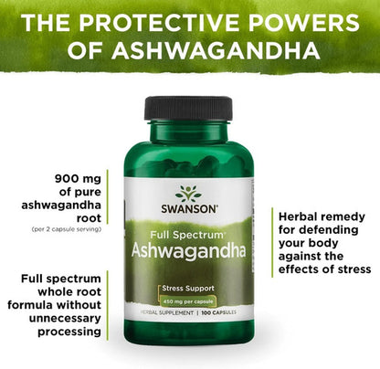 Swanson - Ashwaganda Full Spectrum 450 Mg 100 Caps