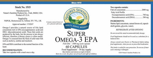 Natures Sunshine - Super Omega 3 Epa 60 Caps