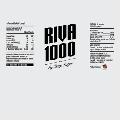 Riva 1000 - L Carnitina Y Cafeína 60 Caps 