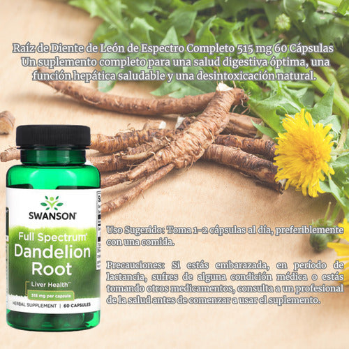 Dandelion Root Diente De Leon 515mg 60 Cápsulas Swanson