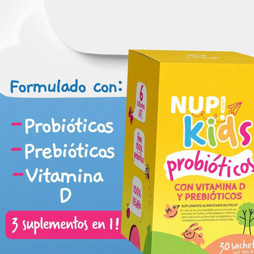Nup! Kids- Probióticos + Vitamina  D + Prebióticos 30 Sachets