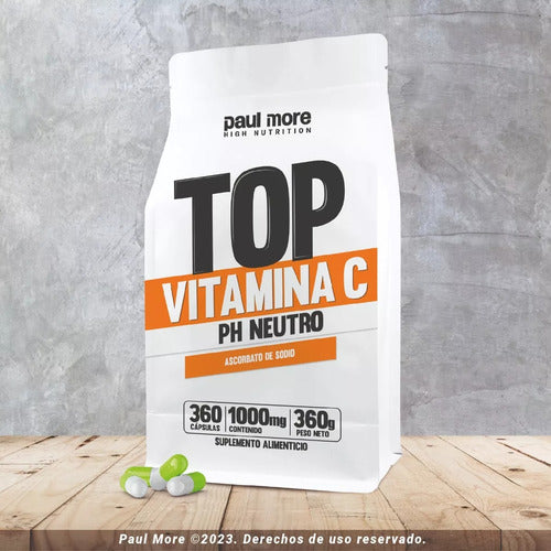 Paul More- Vitamina C1000 mg  PH Neutro  360 Cápsulas