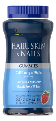 Puritan S Pride - Cabello, Piel Y Uñas 2,500mcg 80 Gomitas Frutilla