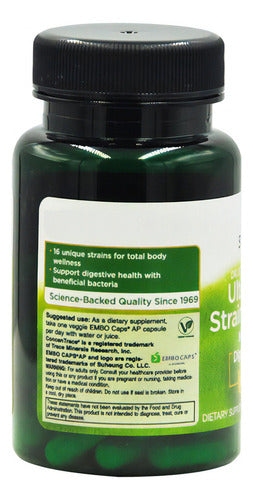 Probiotico Swanson 60 Capsulas Vegan Ultimate 16 Strain Sabor Sin Sabor