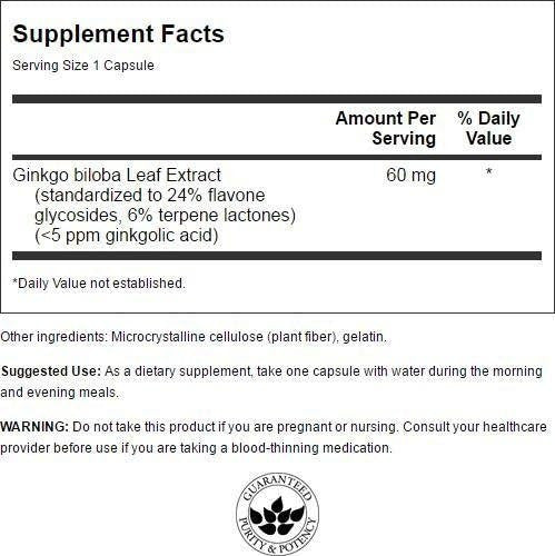 Swanson- Ginkgo Biloba 60 Mg 120capsulas