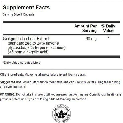 Swanson- Ginkgo Biloba 60 Mg 120capsulas