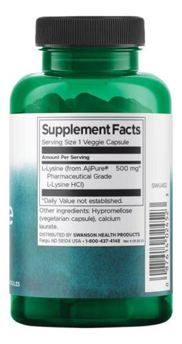 L-lisina 100% Pura 90 Capsulas 500mg Aminoacido Eg L06