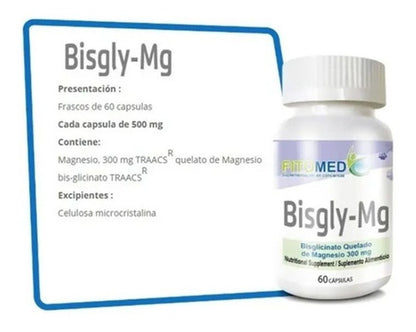 Fitomed- Bisgly Mg -  Magnesio 60 Cápsulas X2 Unidades
