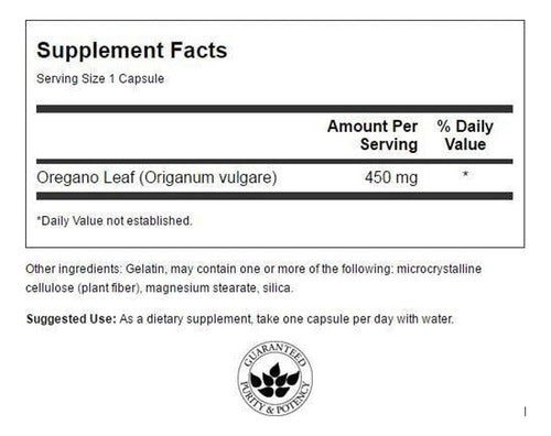 Swanson- Orégano De Espectro Completo 450 Mg 90 Cápsulas