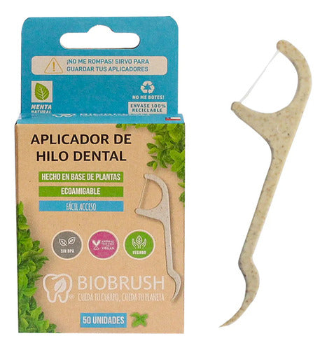 Biobrush- Aplicador De Hilo Dental Vegano 50 Unidades