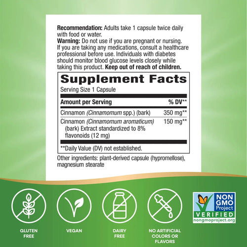 Natures Way - Extracto De Canela 60 Capsulas N/a