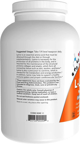 Now Foods - L-lisina Lysine Aminoacido Esencial 454 G