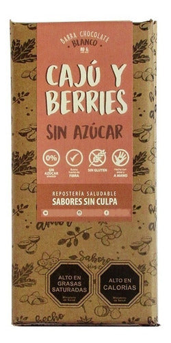 Chocolate Blanco Con Caju Y Berries Sin Azucar Sin Gluten