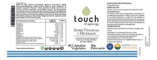 Touch - Super Vitaminas Y Minerales 60 Cápsulas N/a