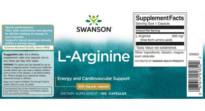 Swanson-  L-arginina 500mg 100 Capsulas