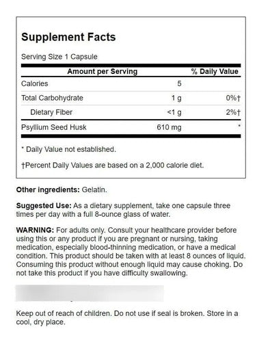 Swanson- Psyllium Husks 610mg 300 Capsulas 