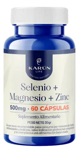 Karun Life- Selenio + Magnesio + Zinc  60 Capsulas 