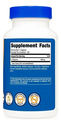 L Teanina 200mg 120 Cápsulas L Theanine Nutricost Nutricost! Sabor Neutro