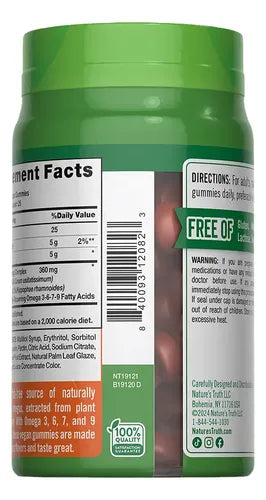 Gomitas Veganas Omega 3 6 7 9 360mg Durazno 50 Unidades Nature's Truth
