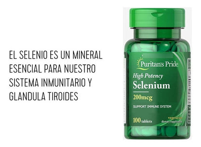 Puritan's Pride - Selenio  200mcg 100 Tabletas