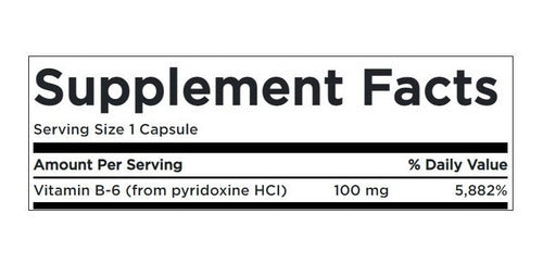 Swanson - Vitamina B6 Pyridoxine 100mg 100 Capsulas