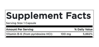 Swanson - Vitamina B6 Pyridoxine 100mg 100 Capsulas