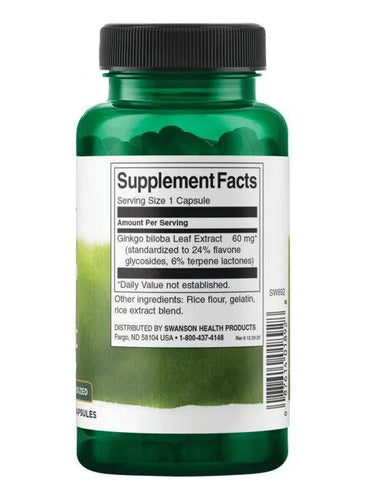 Swanson- Ginkgo Biloba 60 Mg 120capsulas