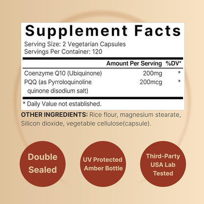 Suplemento Naturebell Coq10 Ubiquinona De 200 Mg Con Pqq 240 Sin Sabor