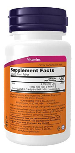 Now Foods Methyl Folate 1,000 Mcg 90 Tabs Sabor Sin Sabor
