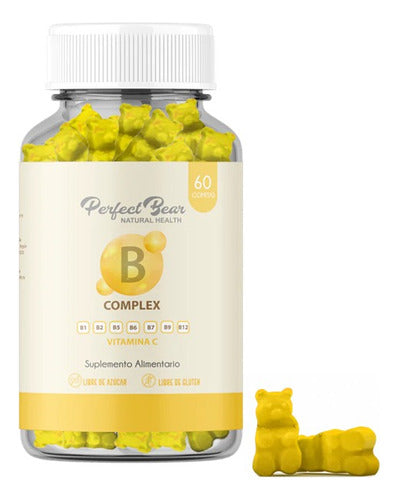 B Complex Vitamina C B1 B2 B5 B6 B7 B9 B12 X60 Gomitas Sabor Sin Sabor