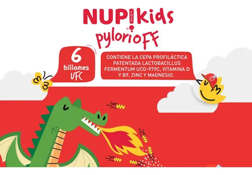 Nup Kids- Pylori Off  Probióticos + Vit D + Prebióticos 30 Sachets 
