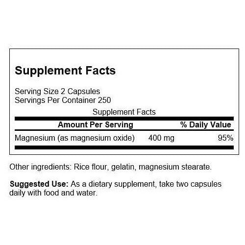 Swanson - Magnesio 200 Mg 250 Capsulas (musculos Y Huesos)