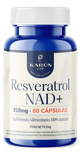 Karun Life- Resveratrol Nad+ 910mg 60 Cápsulas 