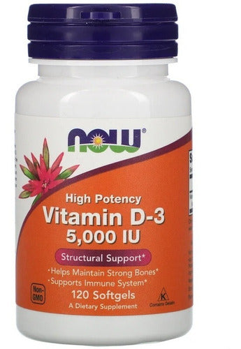 Now - Vitamina D-3, 5.000 Ui, 120 Cápsulas
