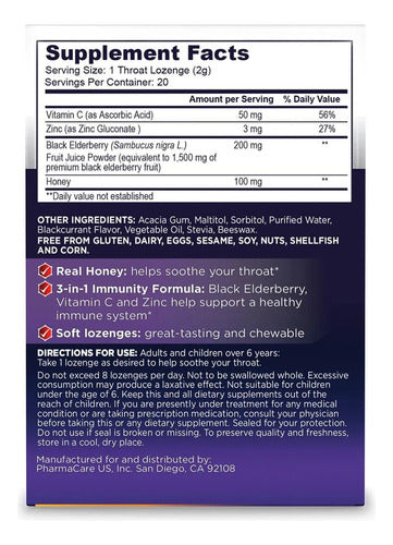 Sambucol - Black Edelberry + Vitamina C + Zinc + Miel