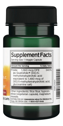 Swanson- Ultra Folate Quatrefolic 30 Cápsulas
