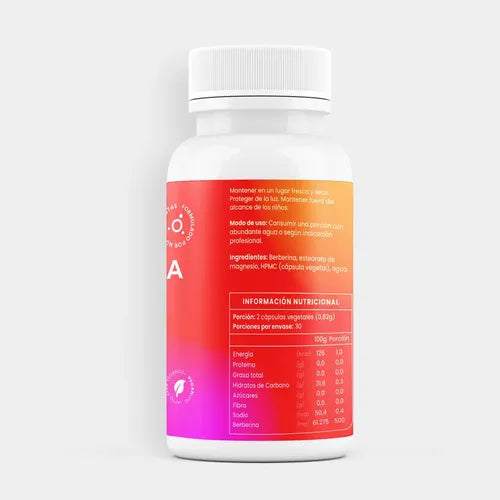 Ortomolecular- Berberina 500mg 60 Capsulas  Equilibrio Metabolico y Bienestar