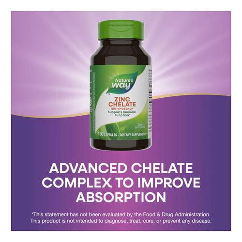 Natures Way - Zinc Chelate 30mg 100 Capsulas N/a
