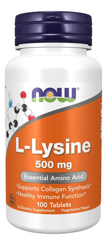 Now - Lisina 500mg 100 Tab (síntesis Colágeno, Salud Inmune)