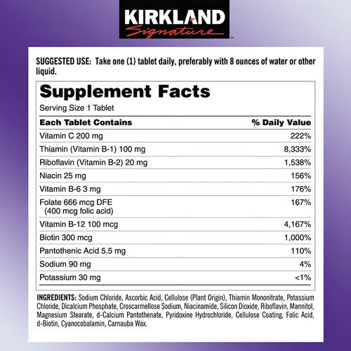 Kirkland- Super Complejo B Con Electrolitos 500 Tabletas