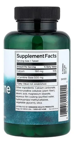 Swanson - L-carnitina 500mg 100 Capsulas N/a