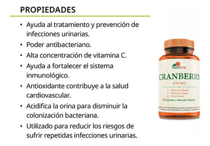 Fuente Vital - Cranberry Arandano Rojo 60 Cápsulas
