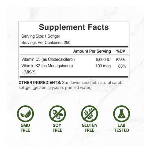 Deal - Vitamina D3+k2 5000ui 250 Caps